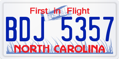 NC license plate BDJ5357