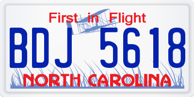 NC license plate BDJ5618