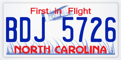 NC license plate BDJ5726