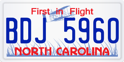 NC license plate BDJ5960