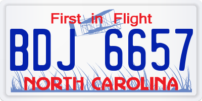 NC license plate BDJ6657