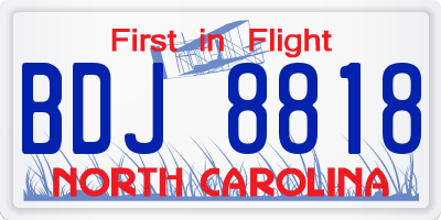 NC license plate BDJ8818