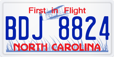 NC license plate BDJ8824