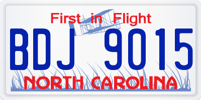 NC license plate BDJ9015