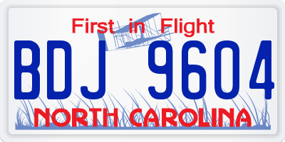 NC license plate BDJ9604