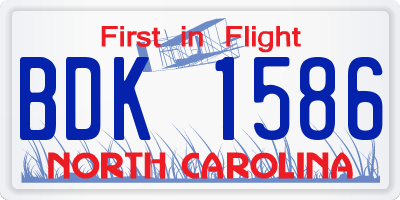 NC license plate BDK1586