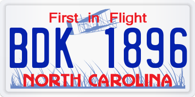 NC license plate BDK1896