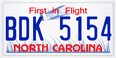 NC license plate BDK5154