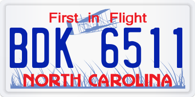 NC license plate BDK6511