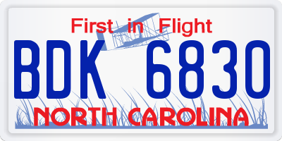 NC license plate BDK6830