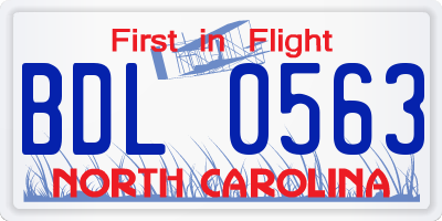 NC license plate BDL0563