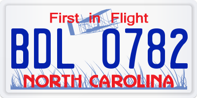 NC license plate BDL0782