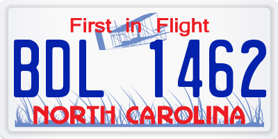 NC license plate BDL1462