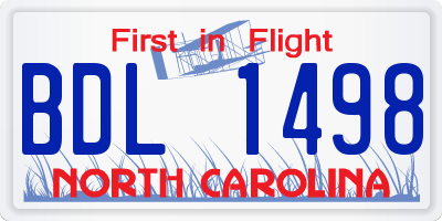 NC license plate BDL1498