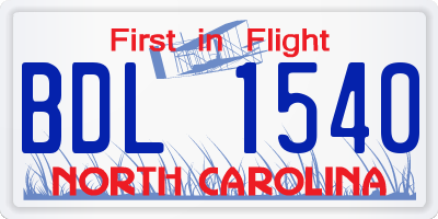 NC license plate BDL1540