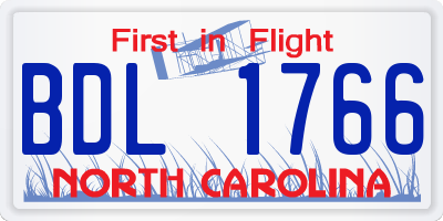 NC license plate BDL1766