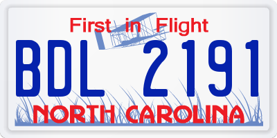 NC license plate BDL2191