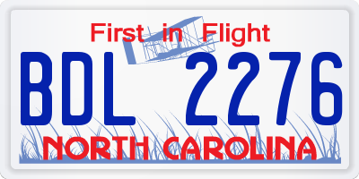 NC license plate BDL2276