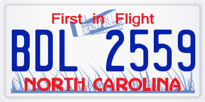 NC license plate BDL2559