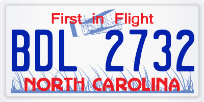 NC license plate BDL2732