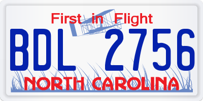 NC license plate BDL2756