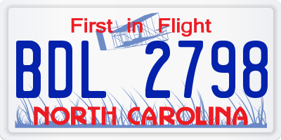 NC license plate BDL2798