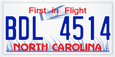NC license plate BDL4514