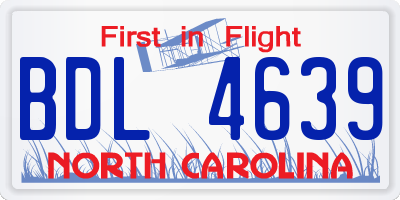 NC license plate BDL4639