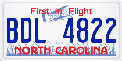 NC license plate BDL4822