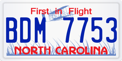 NC license plate BDM7753