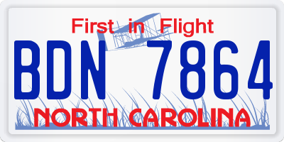 NC license plate BDN7864