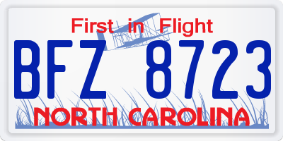 NC license plate BFZ8723