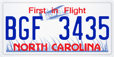 NC license plate BGF3435