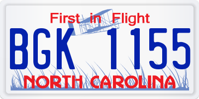 NC license plate BGK1155