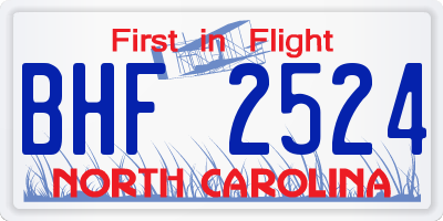 NC license plate BHF2524