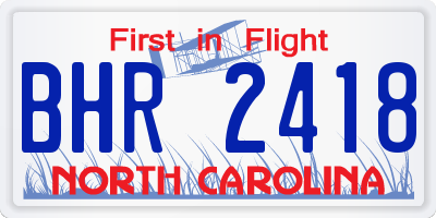 NC license plate BHR2418