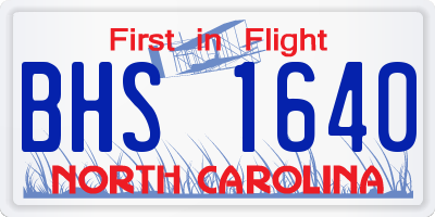 NC license plate BHS1640