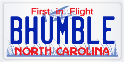 NC license plate BHUMBLE