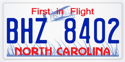 NC license plate BHZ8402