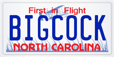 NC license plate BIGCOCK