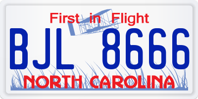 NC license plate BJL8666