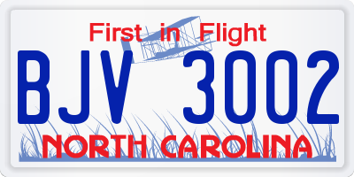 NC license plate BJV3002