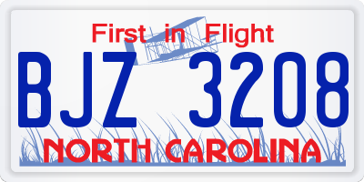 NC license plate BJZ3208