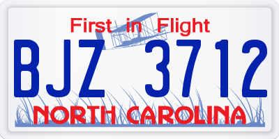 NC license plate BJZ3712