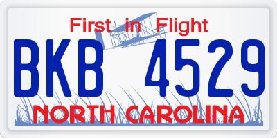 NC license plate BKB4529