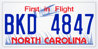 NC license plate BKD4847