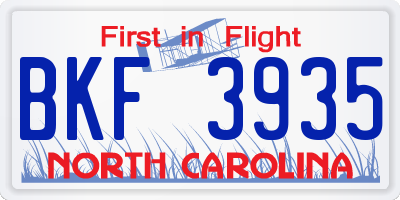 NC license plate BKF3935