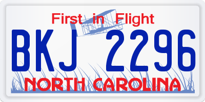 NC license plate BKJ2296