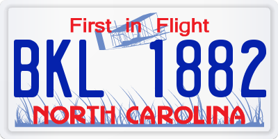 NC license plate BKL1882