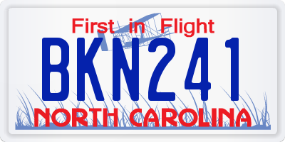 NC license plate BKN241